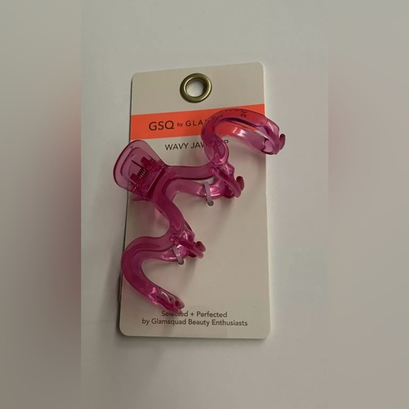 New Pink Wavy Jaw Hair Clip 3 11/16" made in Bangladesh GSQ by Glamsquad - Picture 2 of 14